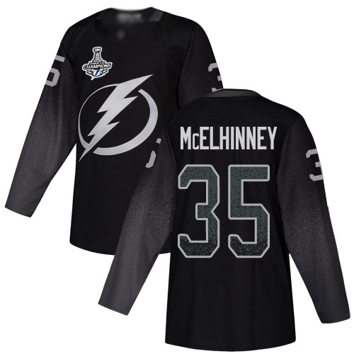 Adidas Tampa Bay Lightning Men #35 Curtis McElhinney Black Alternate Authentic 2020 Stanley Cup Champions Stitched NHL Jersey